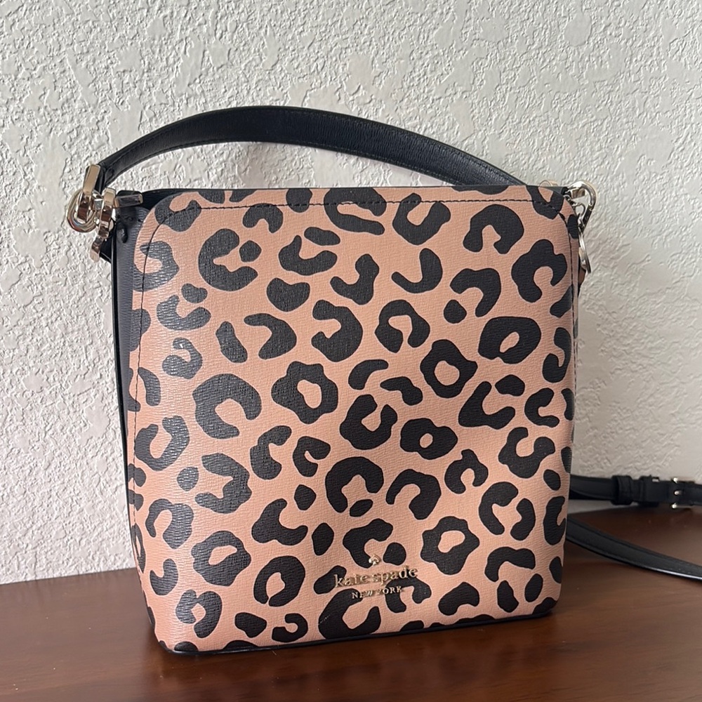 Kate Spade Animal Print Crossbody Bag - Black and Tan